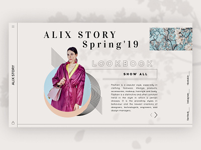 Lookbook Alix Story spring 2019 design framer photoshop ui web