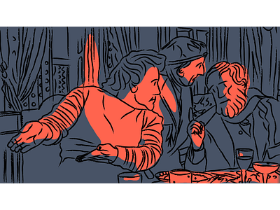 "Cena con mendigos" buñuel cinema digital illustration illustration light lineart
