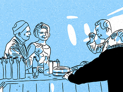"Salida con amigos" bergman blue cinema digital illustration illustration lineart