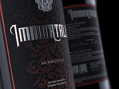 Immortalis Wine bottle dark packaging spain wine