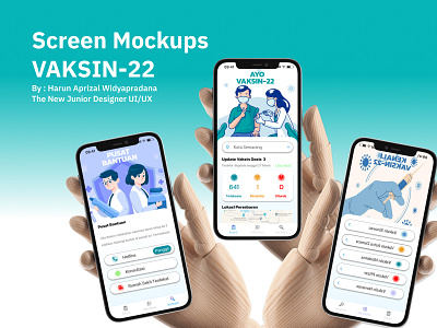 Screen Mockups Vaksin-22 Mobile animation app design ui
