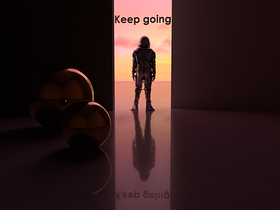 Keep Going - Render #67 100days 3d abstract abstraction aesthetic arnold arnoldrender art astronaut c4d cinema 4d concept design everyday gold inspirational michael rappaz motivation render sunset