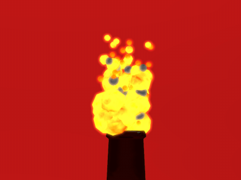 Bottle On Fire - C4D animation c4d fire hot motion red