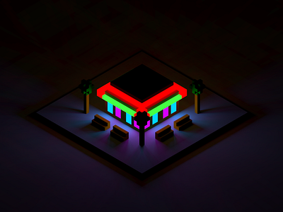 Diner - Render #3 3d isometric magicavoxel neon render