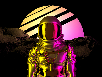 Spacyboi - Render #60 100days 3d aesthetic arnold arnoldrender art c4d cinema 4d concept design everyday michaelrappaz neon night outrun render renders spaceman vaporwave