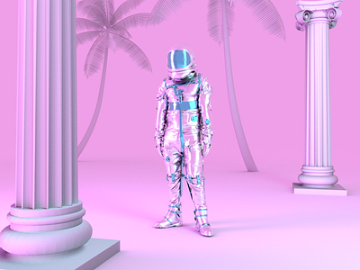 Wrong Generation - Render #61 100days 3d aesthetic arnoldrender art astronaut concept design everyday gold isometric michael rappaz outrun render space vaporwave