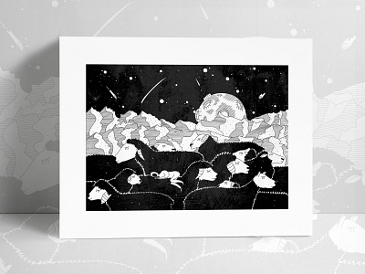 Comfort art comfort cosmos dream illustration man night people sheep sleep space universe