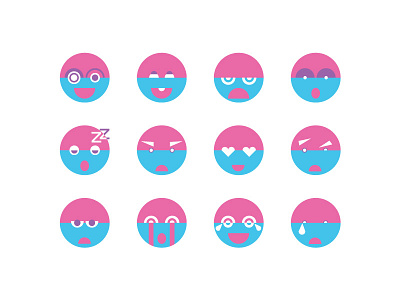 Colorful emoji blue colorful emoji pink