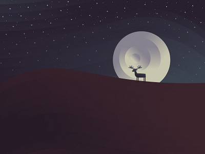 Deer animal deer desert gradient illustration moon night