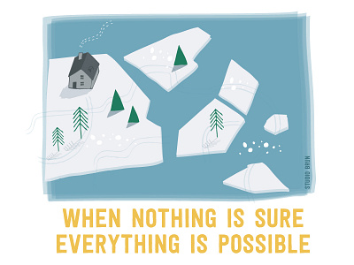 Everything is possible adventure blue flow happy illustration inspiration mindful possibilities thoughts winter