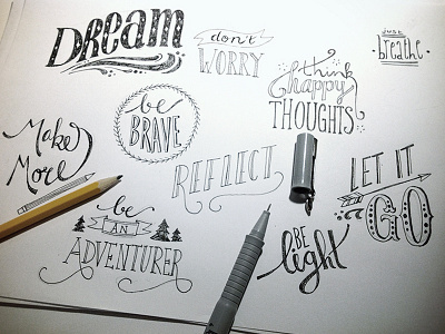 Practicing typography hand hand drawn illustration letters typography words