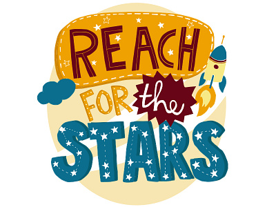 Reach for the stars hand drawn handlettering inspirational letters motivation pencil quote stars typo typography words