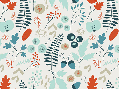 Into the woods I autumn fabric fall forest illustration nature outdoors pattern print surface tile woods