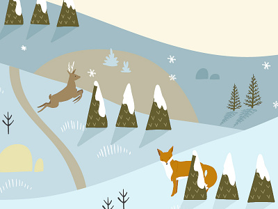 Wintertime adventure deer illustration landscape lettering map nature outdoors seasons sno winter xmas