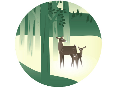 Pinewood app deer forest illustration ios iphone landscape light nature perspective vector wild