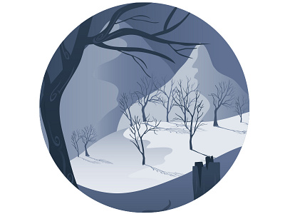 Cold night app dark handdrawn illustration ios iphone landscape nature night shadows vector