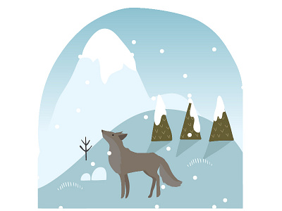 Snow wolf app cold handdrawn illustration ios iphone landscape nature snow vector winter wolf