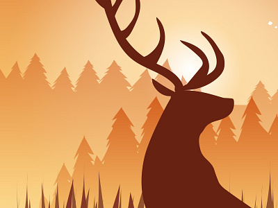 Sunset stag app deer handdrawn illustrated illustration ios nature outdoors sun sunset vector