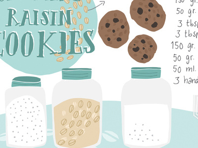 Oatmeal cookies cooking food foodie hand lettering handdraws illustration kitchen pattern recipe repeat