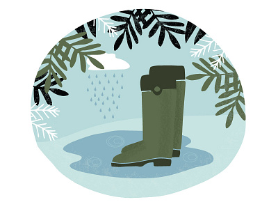 Don't forget your rain boots blue brushes fall gradient handdrawn illustrated illustrator leaves outdoors pattern rain vector