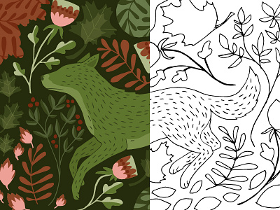 Work in progress adventure animals colours fairy tale flowers folklore illustration in progress vector wild wolf