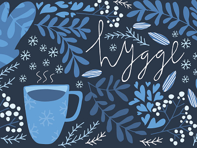 Hygge blue cosy drawing hand drawn hand lettering illustration lettering november tea vector winter