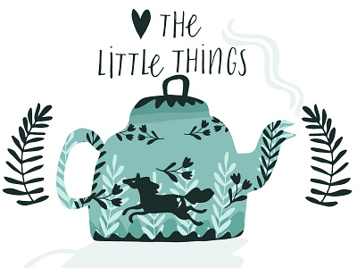 Little things I cozy floral hand drawn hand lettering horse illustrated lettering pattern relax tea time vector