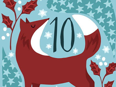 Day10 advent christmas cold december drawing fox hand drawn holidays illustration snow winter xmas