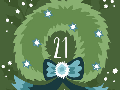 illustrated advent calendar day 21 art folklore hygge illustration pattern snow vector winter wreath