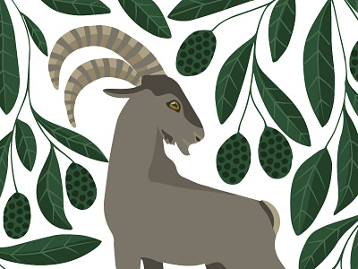Iberian ibex animals illustration illustrator mountains natural nature outdoors pattern soft trees vector wildlife