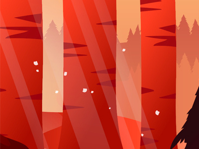 Red woods app design forest illustration light nature red serene wildlife