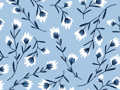 Floral pattern blue fabric floral flowers folk nature outdoors pattern repeat vector