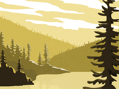 The west coast adventure design illustration landscape nature retro sea sky travel trees vintage water