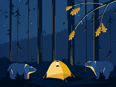 Camping by night adventure illustration landscape light mountains night shadow sky summer wild wildlife