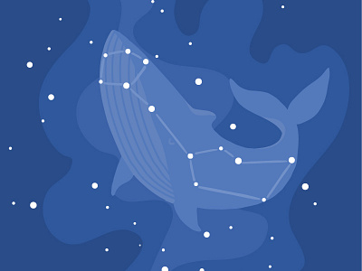 Constellations - close up dark illustration illustrator moon night night sky sky stars whale