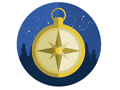 A night in the forest I badge compass forest icon illustration illustrator night outdoors sky wilderness