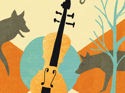 The Wonderful Musician collage fairy tales fox grimm illustrated illustration illustrations music vintage wolf