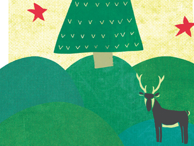 Deer and tree. And stars christmas december deer hills illustrated illustration nature outdoor stars tree winter x mas