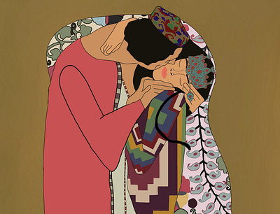 The Uzbek Kiss design digital art gustav klimt illustration redesign the kiss traditional design traditional textiles uzbek uzbek art uzbekistan