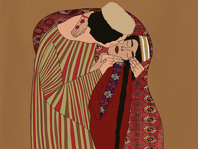 The Turkmen Kiss design digital art gustav klimt illustration redesign the kiss turkmen turkmen art turkmenistan