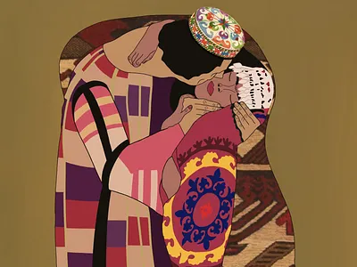 The Tajik Kiss design digital art gustav klimt illustration redesign tajik tajik art tajikistan the kiss