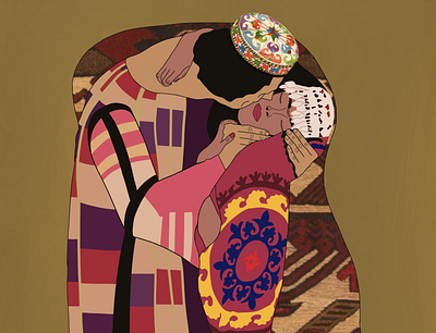 The Tajik Kiss design digital art gustav klimt illustration redesign tajik tajik art tajikistan the kiss