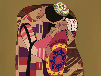 The Tajik Kiss design digital art gustav klimt illustration redesign tajik tajik art tajikistan the kiss