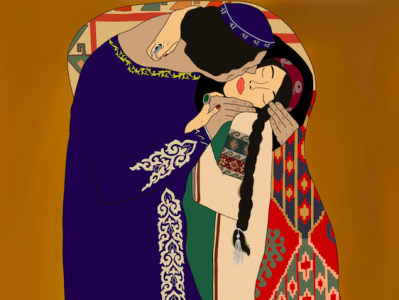 The Kazakh Kiss design digital art gustav klimt illustration kazakh kazakh art kazakhstan redesign the kiss