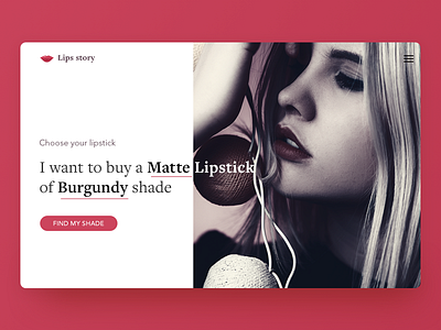 Lipsstory banner cosmetics landingpage lipstick photoshop sketch website