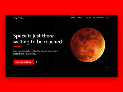 Dribbble adventure landing page photoshop red sketch space spaced spacex
