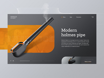 Modern Holmes pipe concept dark design desktop interface ui ux web webdesign website