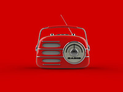 Vintage Radio 3d cute elegant fun illustration radio red render retro style vintage