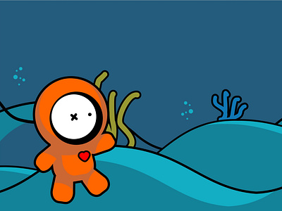 Sea Boy - Landscape Poster art boy child cute design explore fun idea illustration kids ocean sea toy vector water