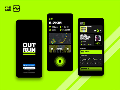 OUTRUN™- App UI app concept coreldraw design graphic design logo run running sport sports ui vector